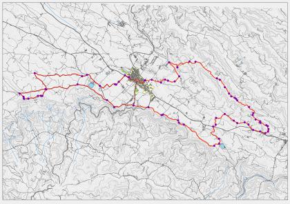 Plànol: Ruta en BTT al terme municipal de la Granadella